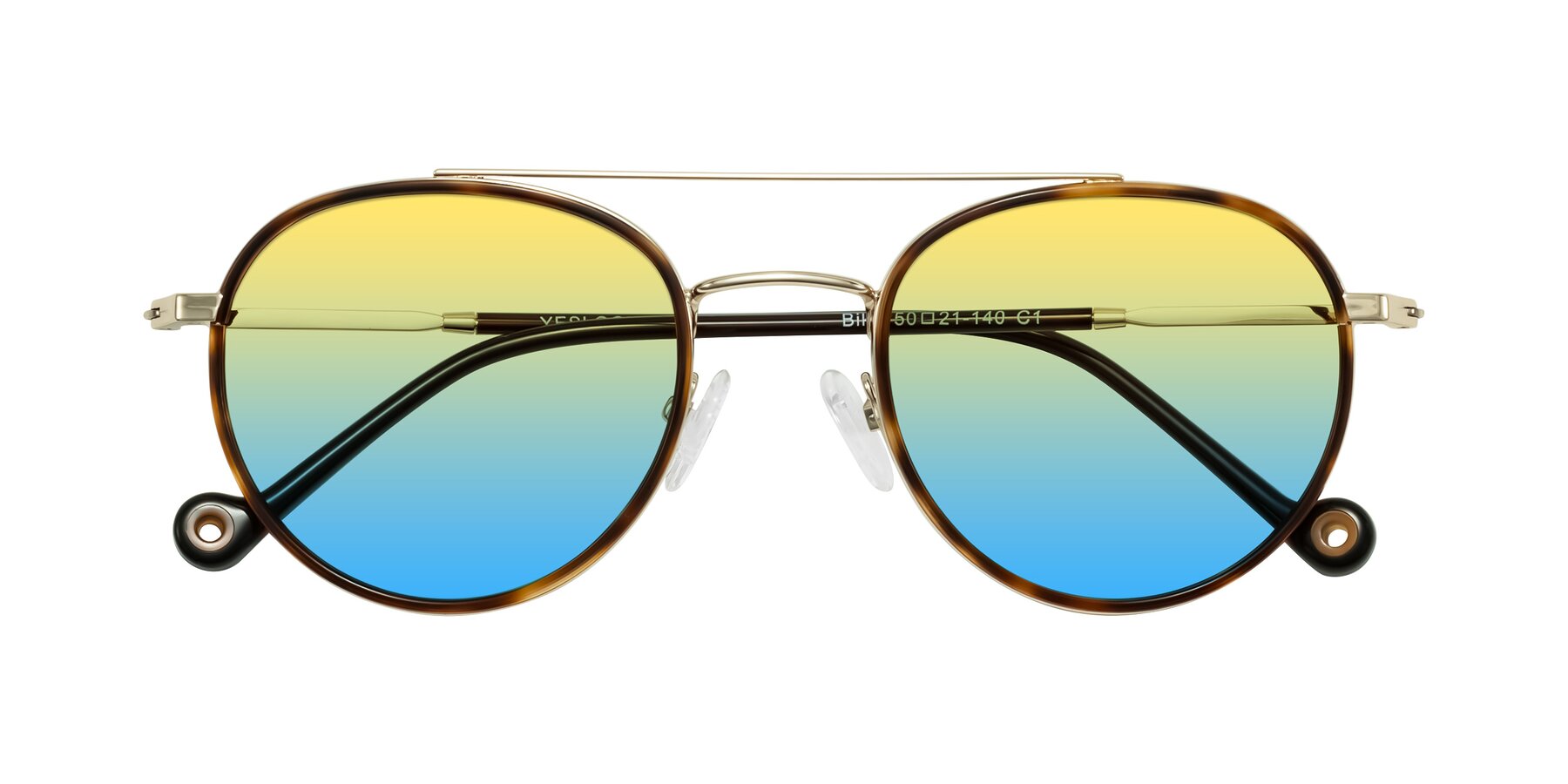Folded Front of Biko in Tortoise/Gold with Yellow / Blue Gradient Lenses