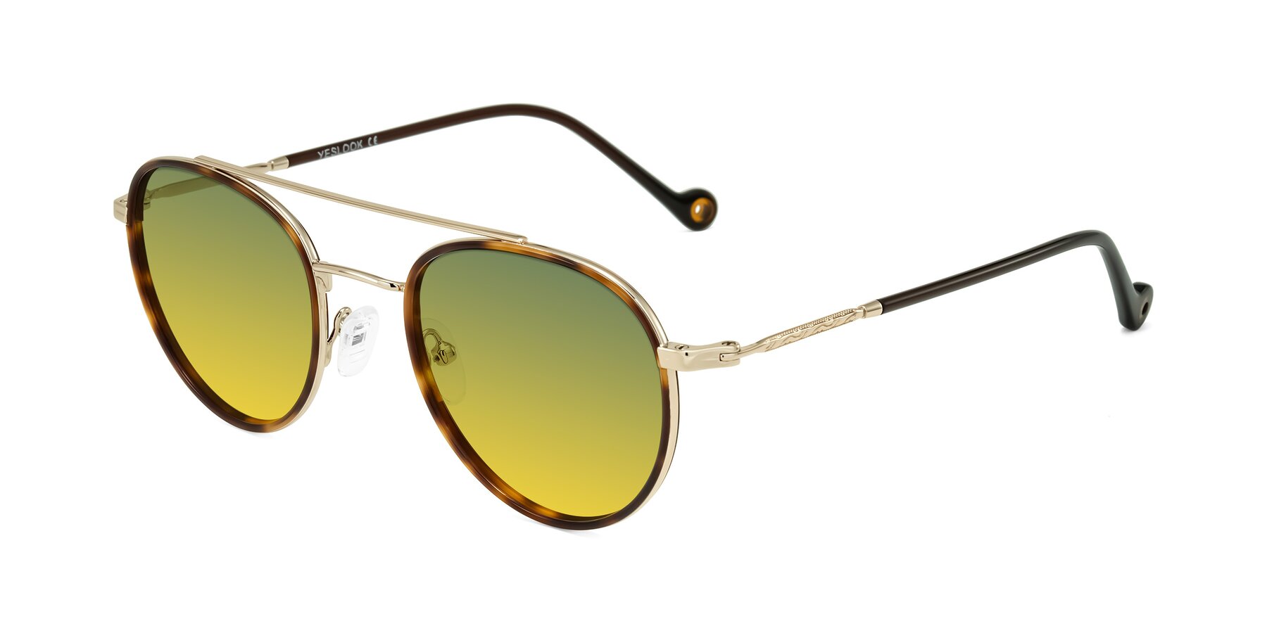 Angle of Biko in Tortoise/Gold with Green / Yellow Gradient Lenses