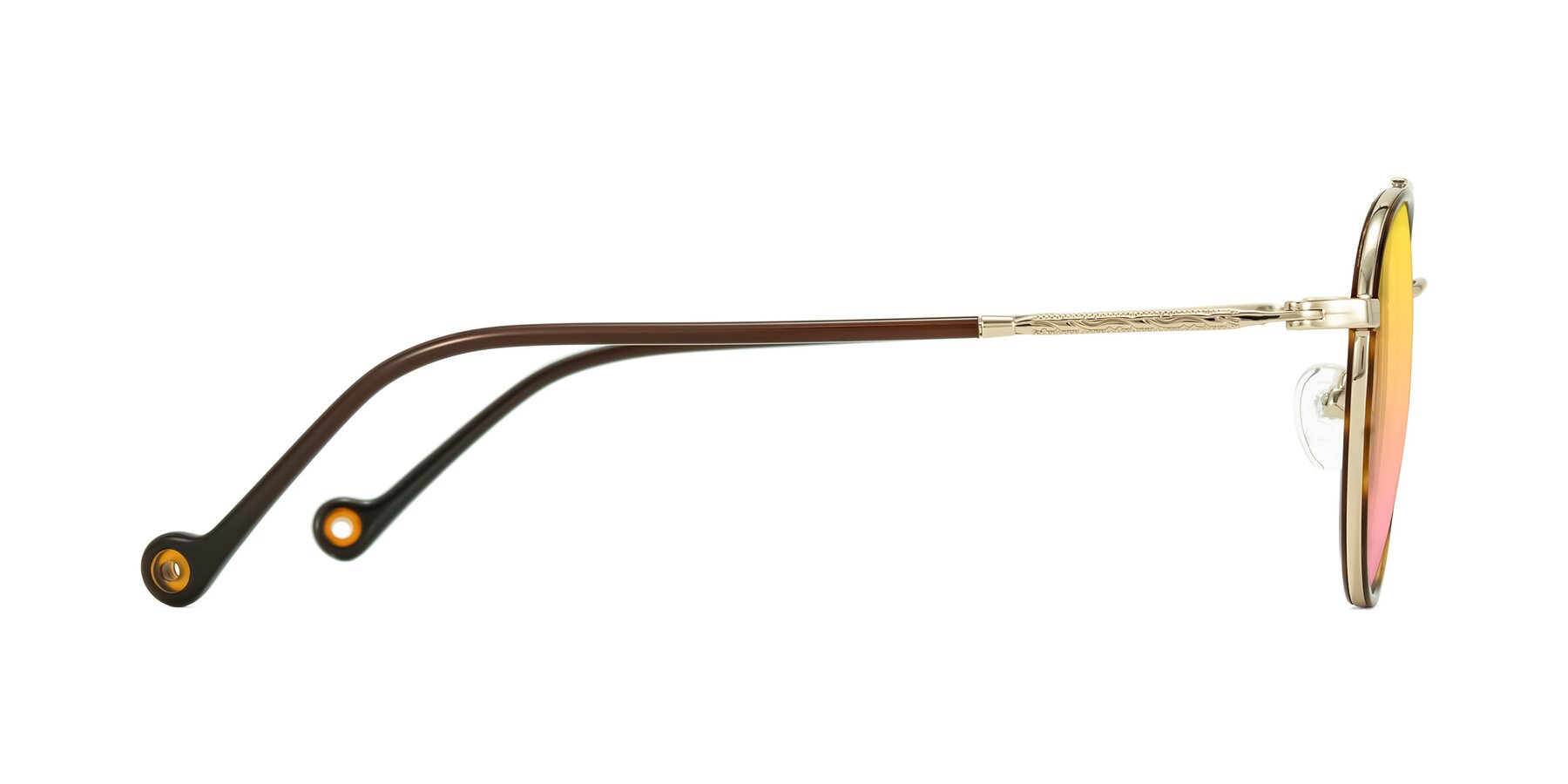 Side of Biko in Tortoise/Gold with Yellow / Pink Gradient Lenses