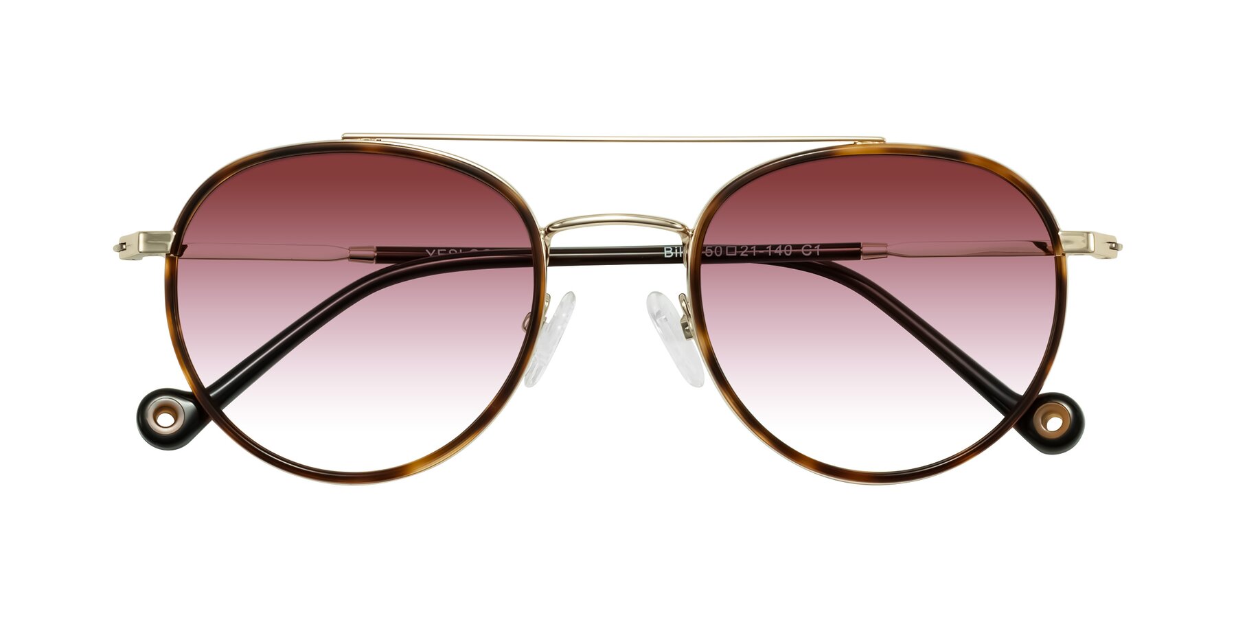 Folded Front of Biko in Tortoise/Gold with Garnet Gradient Lenses