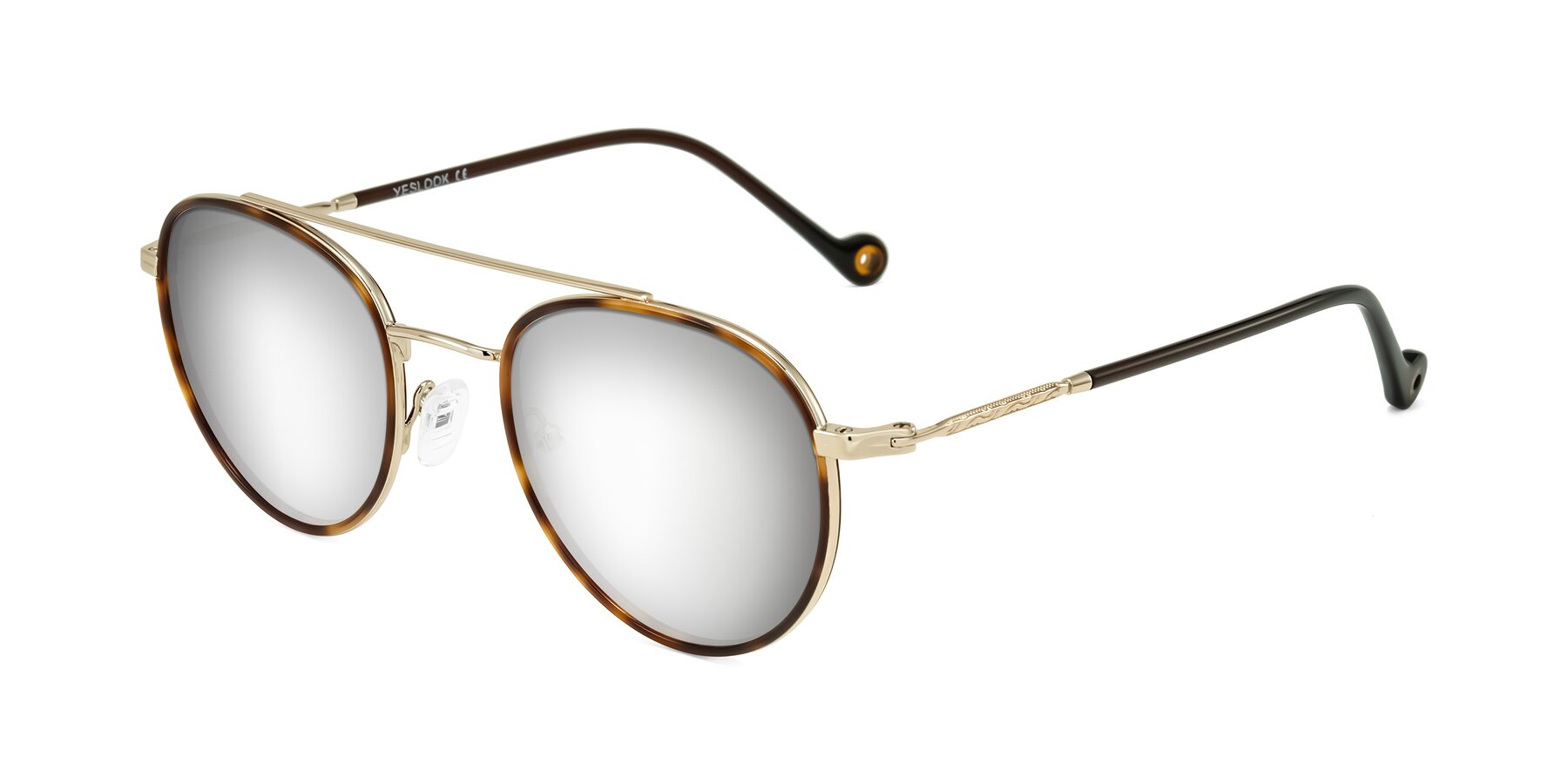 Angle of Biko in Tortoise/Gold with Silver Mirrored Lenses