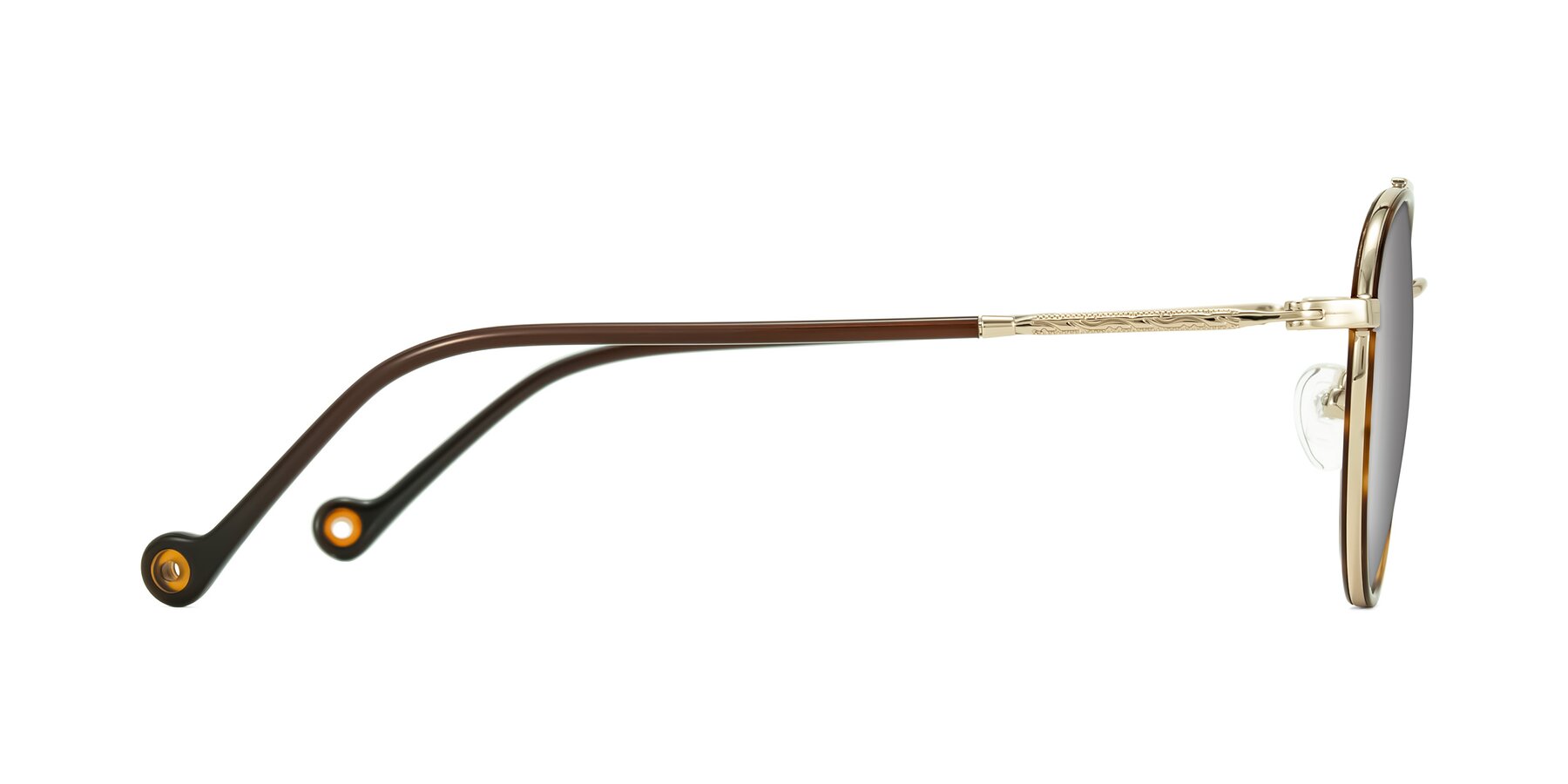 Side of Biko in Tortoise/Gold with Silver Mirrored Lenses