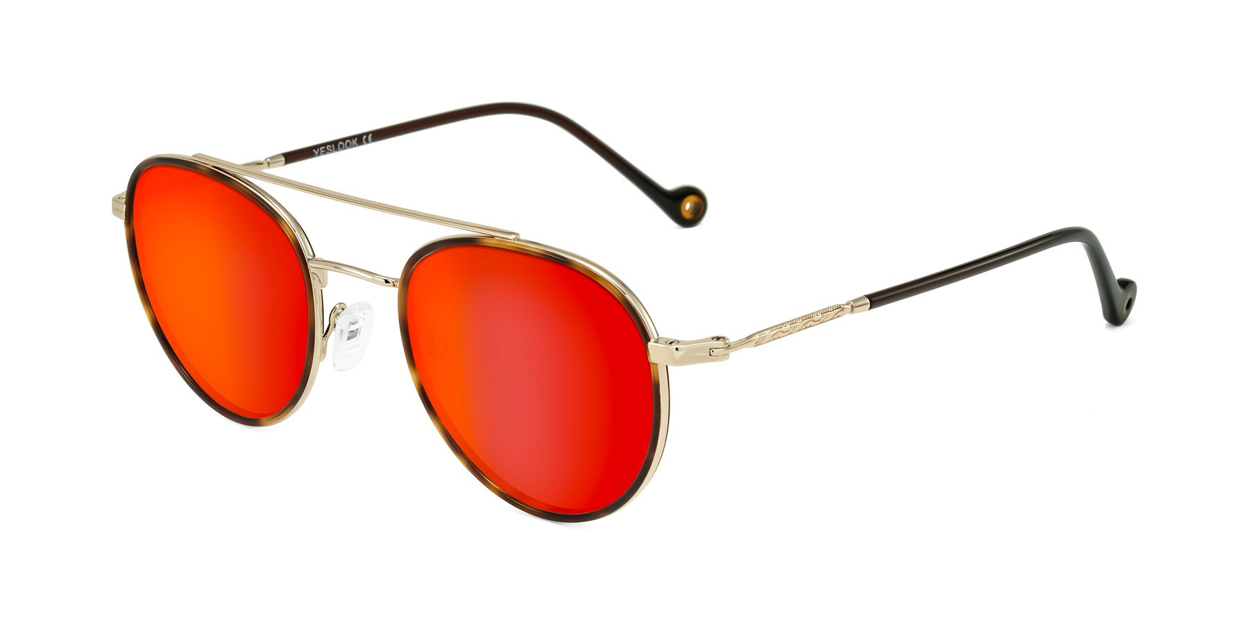 Angle of Biko in Tortoise/Gold with Red Gold Mirrored Lenses