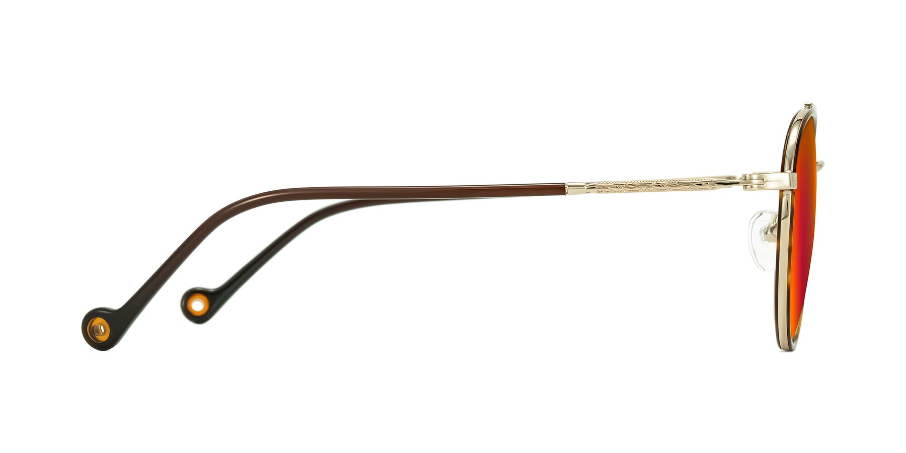 Side of Biko in Tortoise/Gold with Red Gold Mirrored Lenses