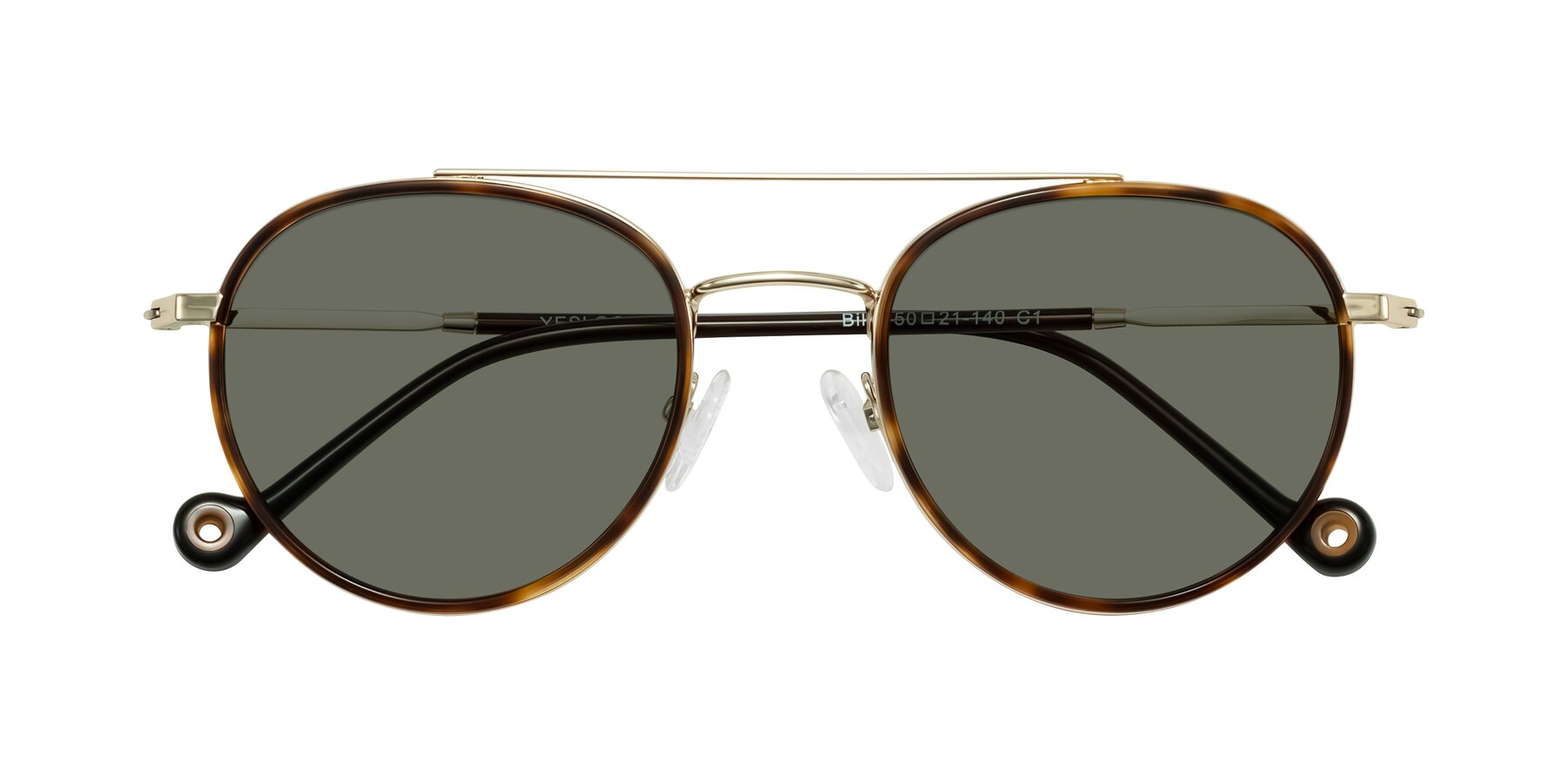Folded Front of Biko in Tortoise/Gold with Gray Polarized Lenses