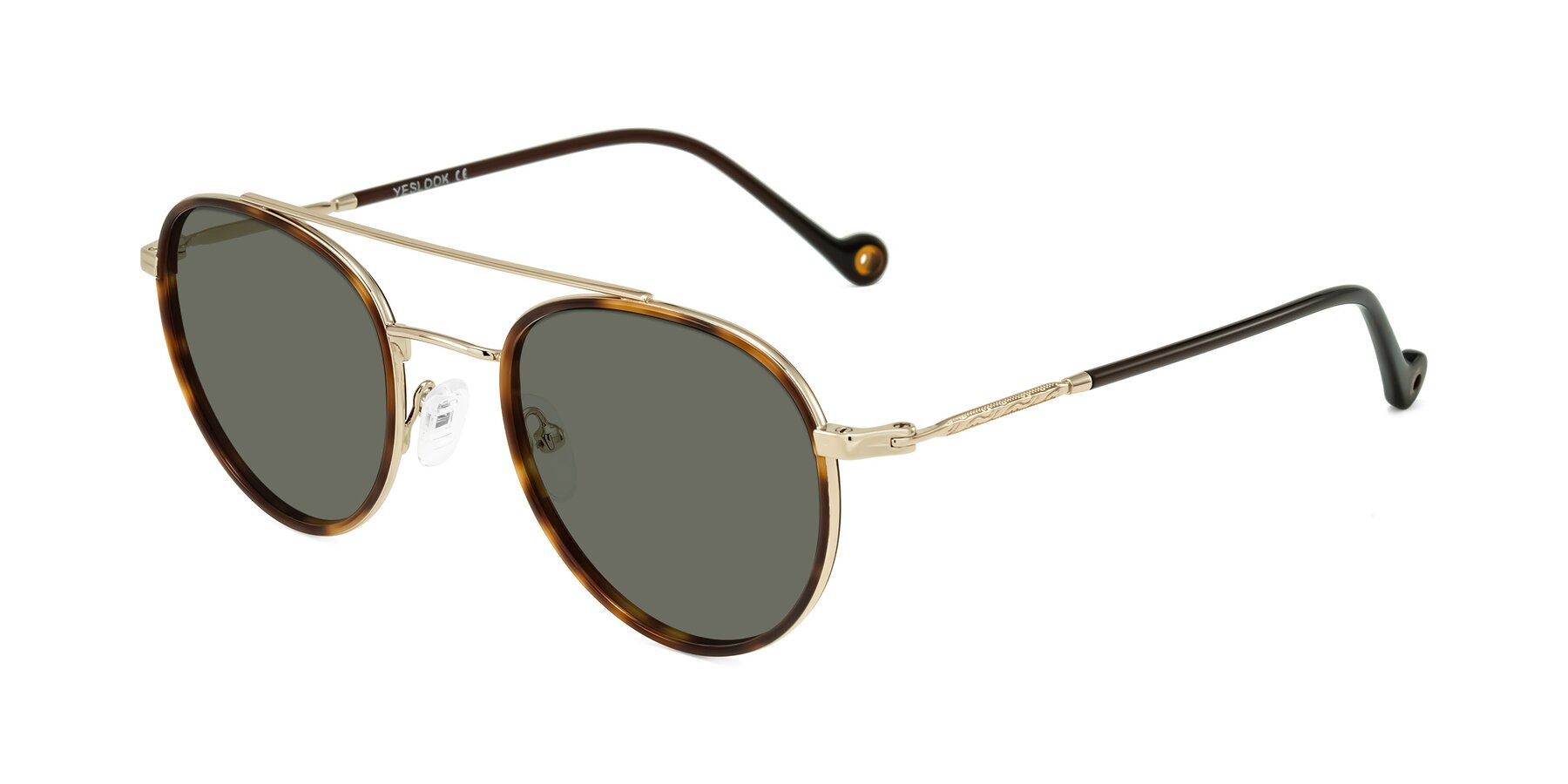 Angle of Biko in Tortoise/Gold with Gray Polarized Lenses