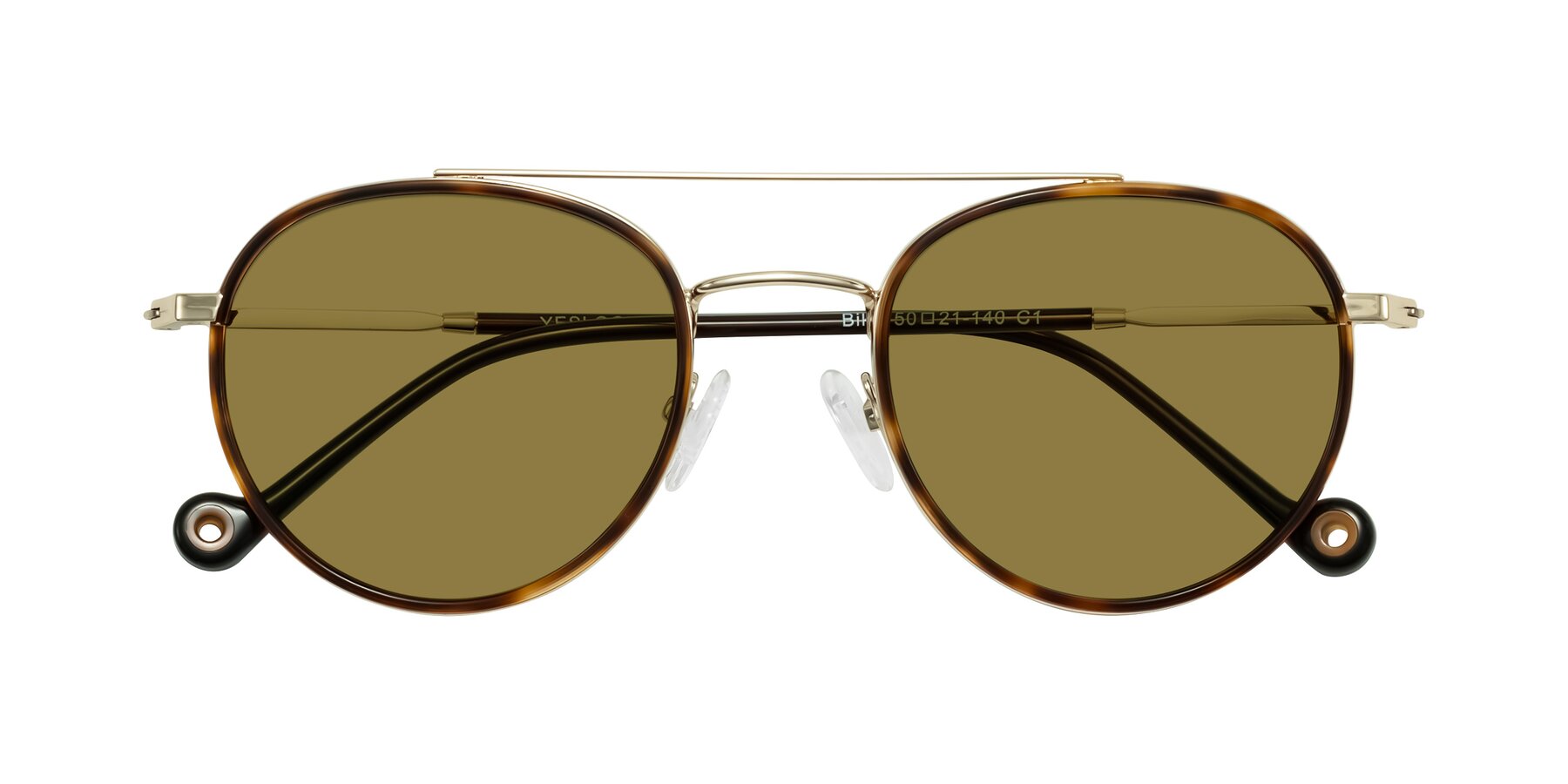 Folded Front of Biko in Tortoise/Gold with Brown Polarized Lenses