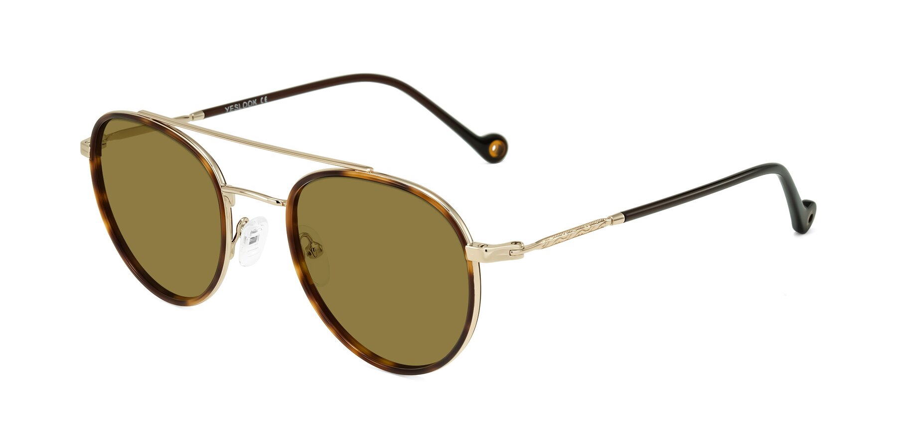 Angle of Biko in Tortoise/Gold with Brown Polarized Lenses