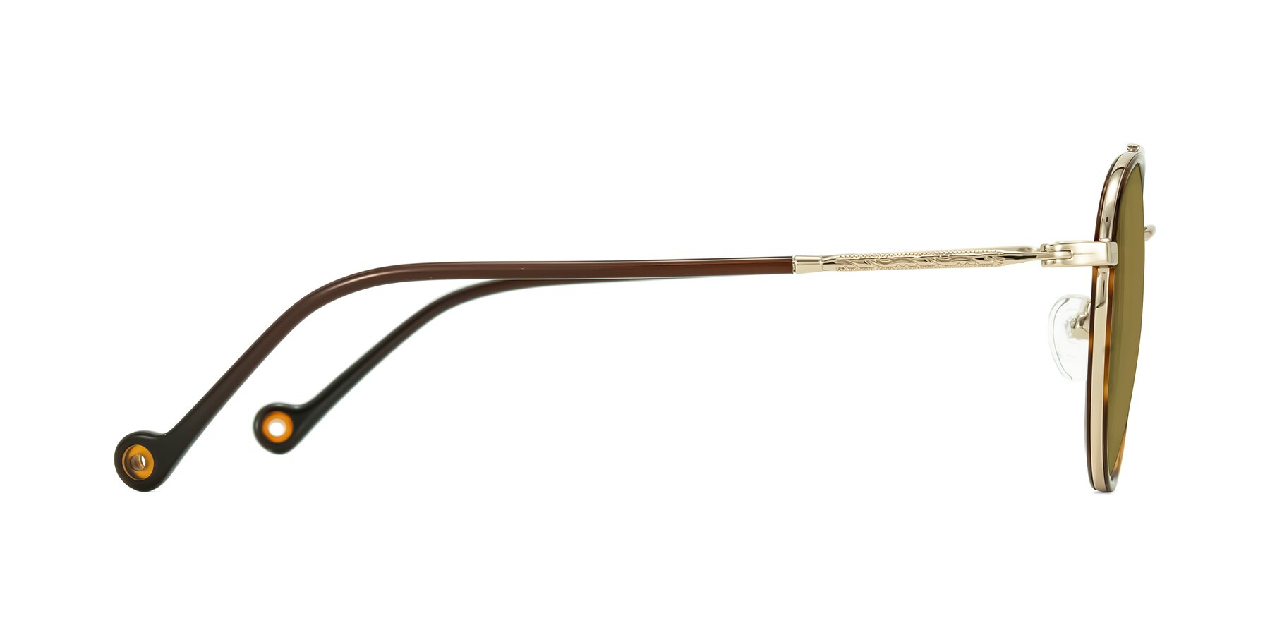 Side of Biko in Tortoise/Gold with Brown Polarized Lenses