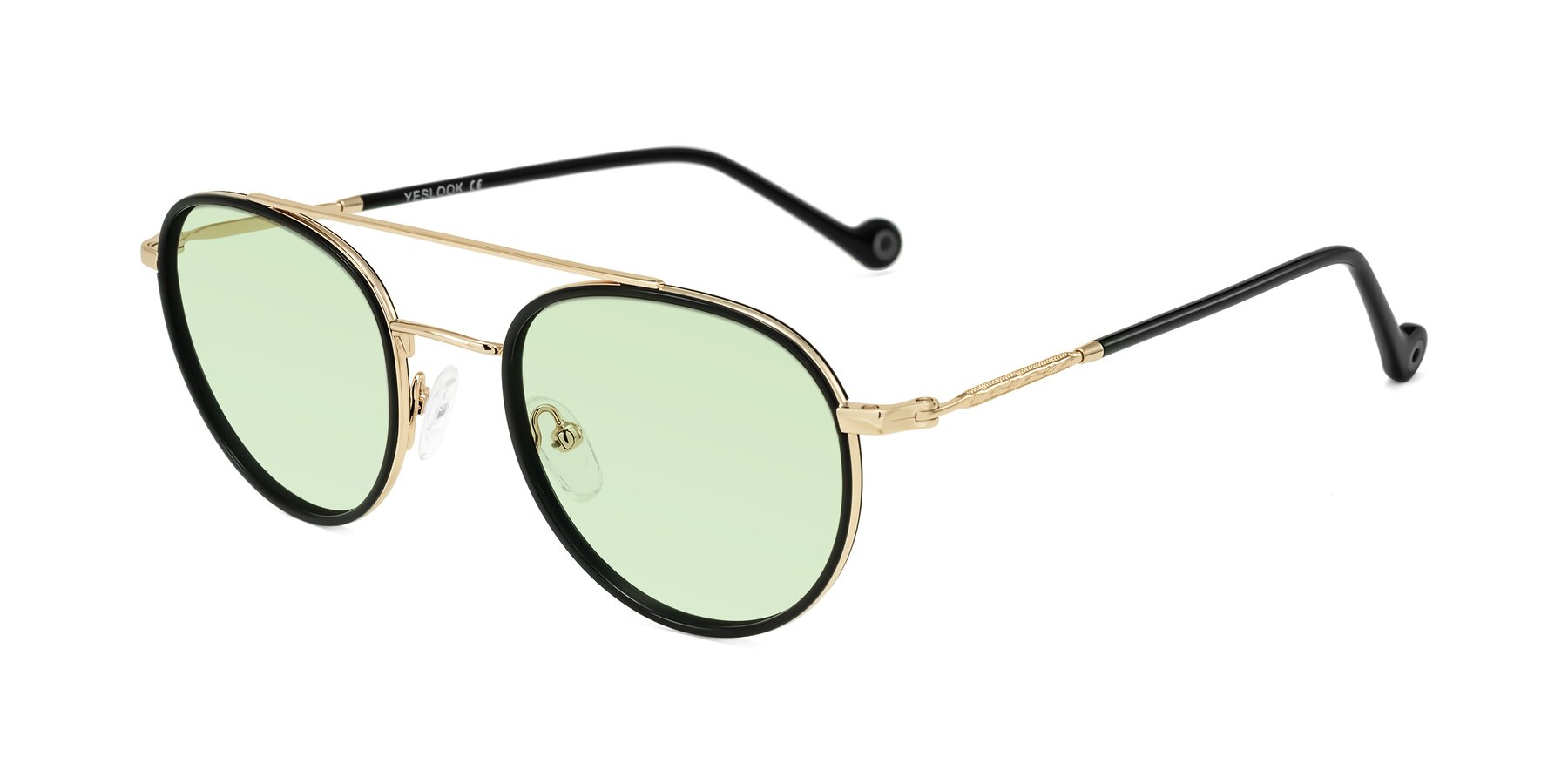 Angle of Biko in Black/Gold with Light Green Tinted Lenses