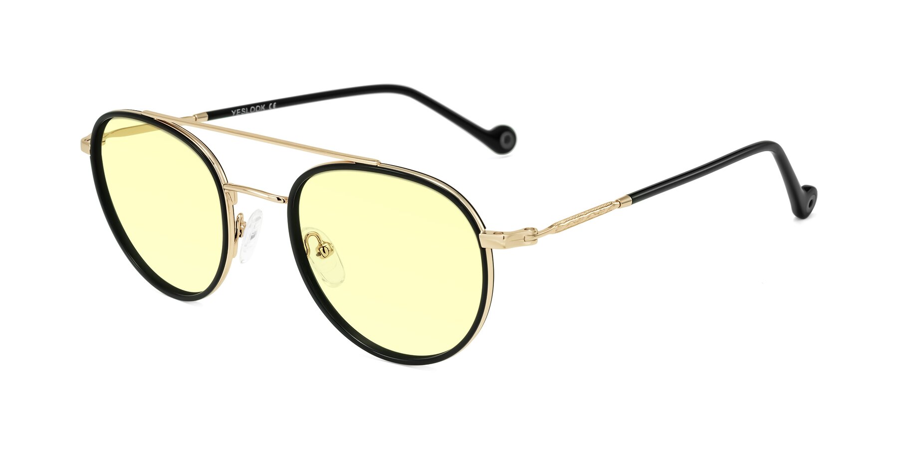 Angle of Biko in Black/Gold with Light Yellow Tinted Lenses