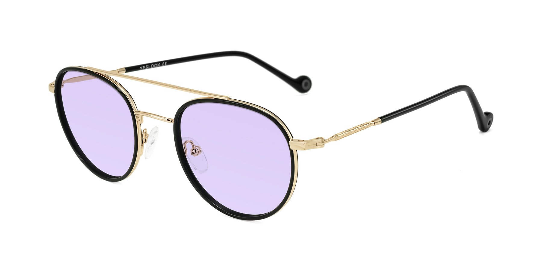 Angle of Biko in Black/Gold with Light Purple Tinted Lenses