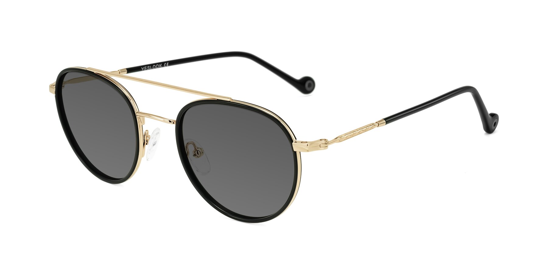 Angle of Biko in Black/Gold with Medium Gray Tinted Lenses