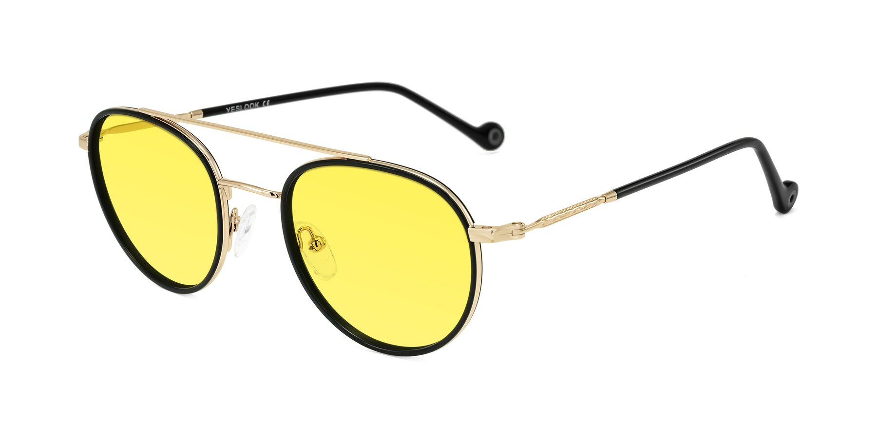Angle of Biko in Black/Gold with Medium Yellow Tinted Lenses