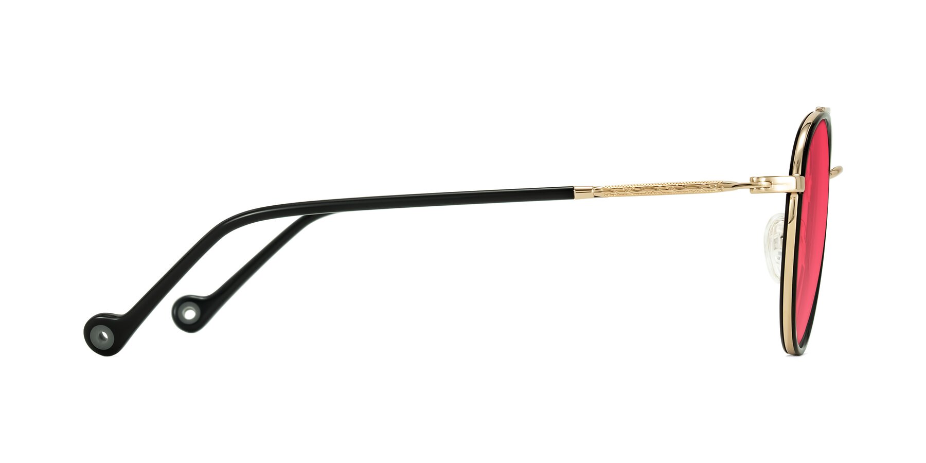 Side of Biko in Black/Gold with Red Tinted Lenses