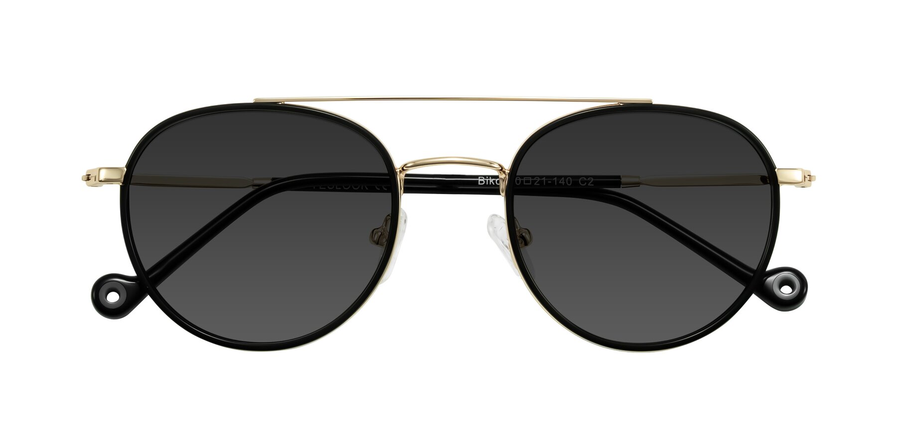 Folded Front of Biko in Black/Gold with Gray Tinted Lenses