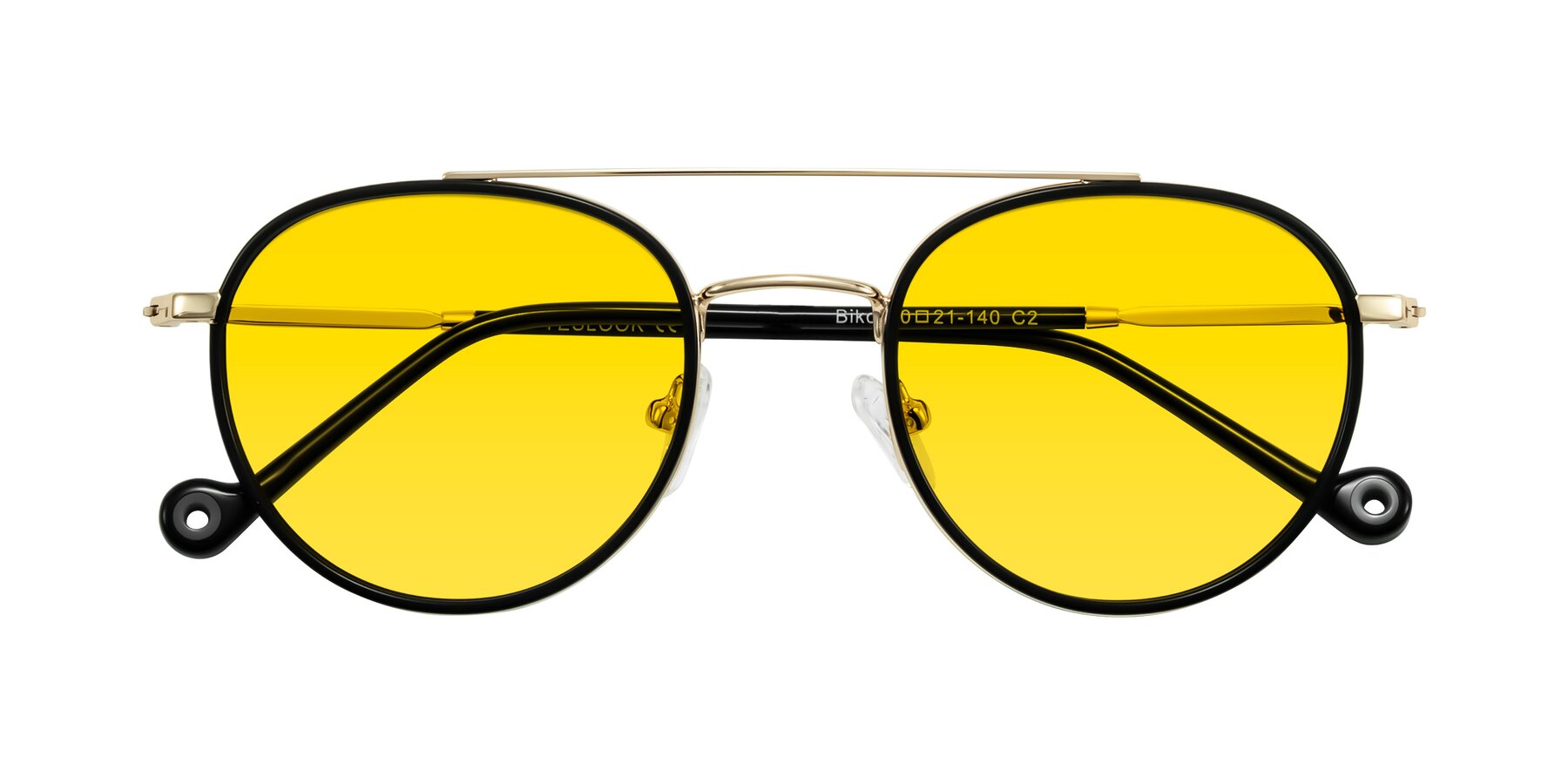 Folded Front of Biko in Black/Gold with Yellow Tinted Lenses