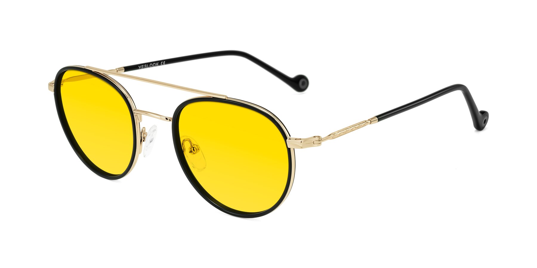 Angle of Biko in Black/Gold with Yellow Tinted Lenses