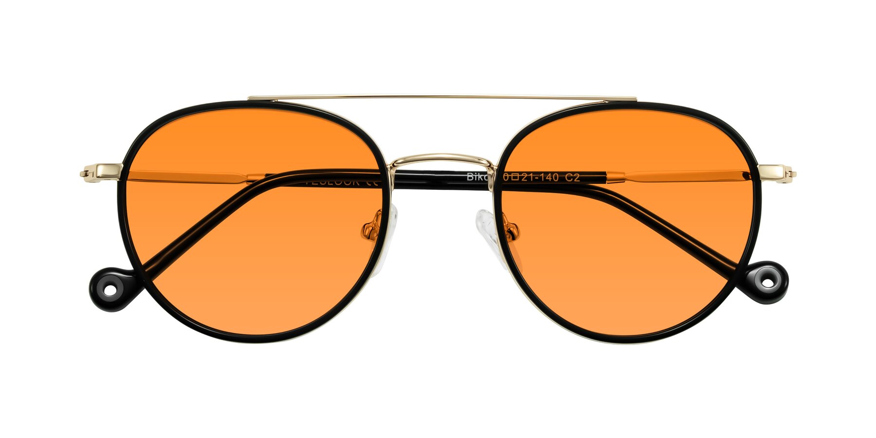 Folded Front of Biko in Black/Gold with Orange Tinted Lenses