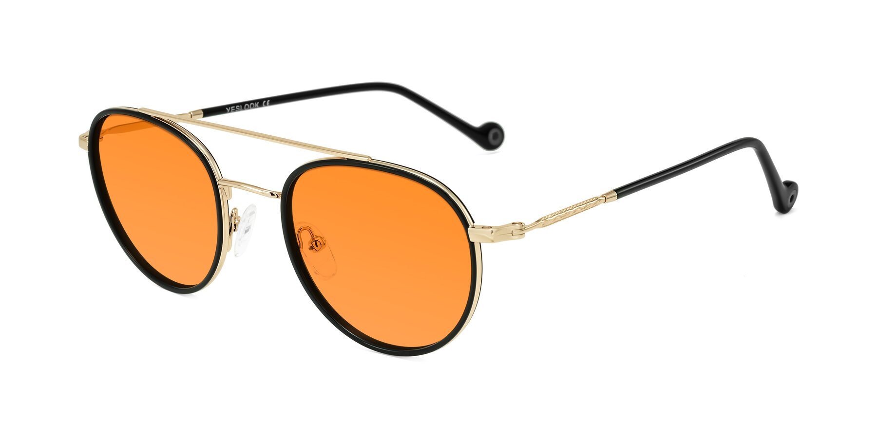Angle of Biko in Black/Gold with Orange Tinted Lenses