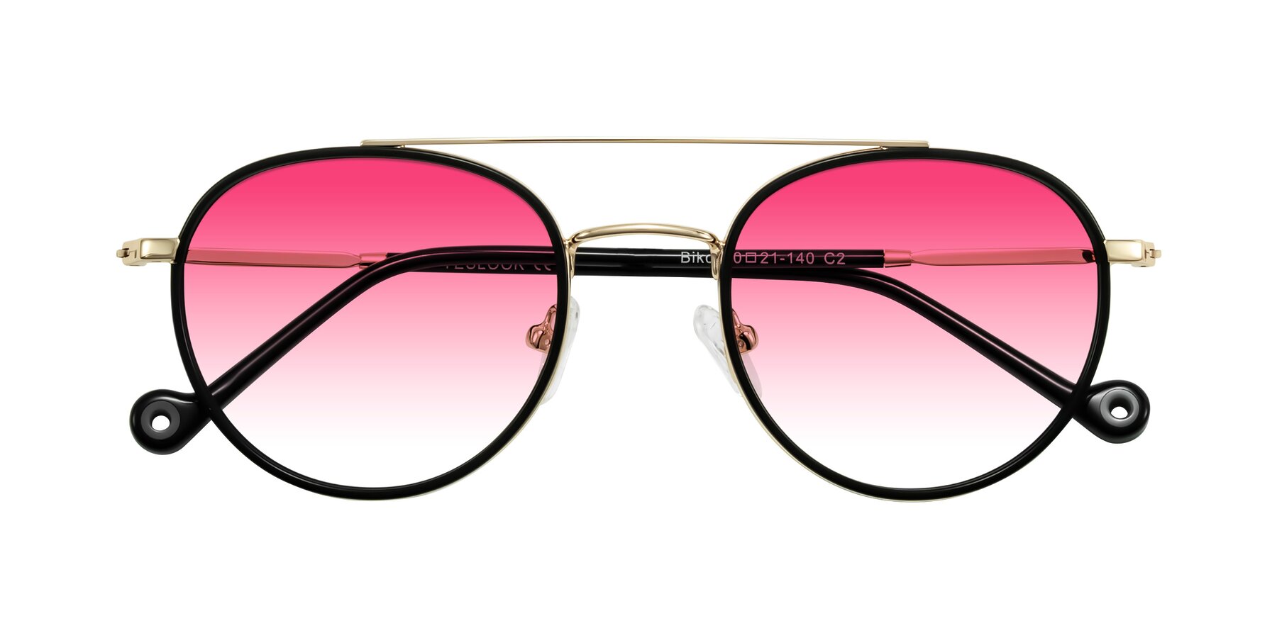 Folded Front of Biko in Black/Gold with Pink Gradient Lenses