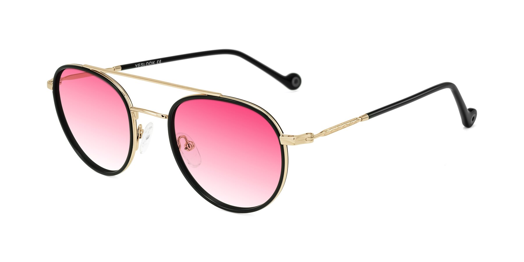 Angle of Biko in Black/Gold with Pink Gradient Lenses