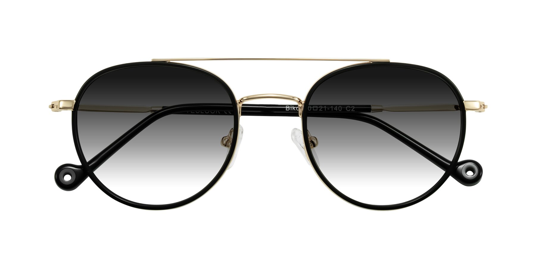 Folded Front of Biko in Black/Gold with Gray Gradient Lenses