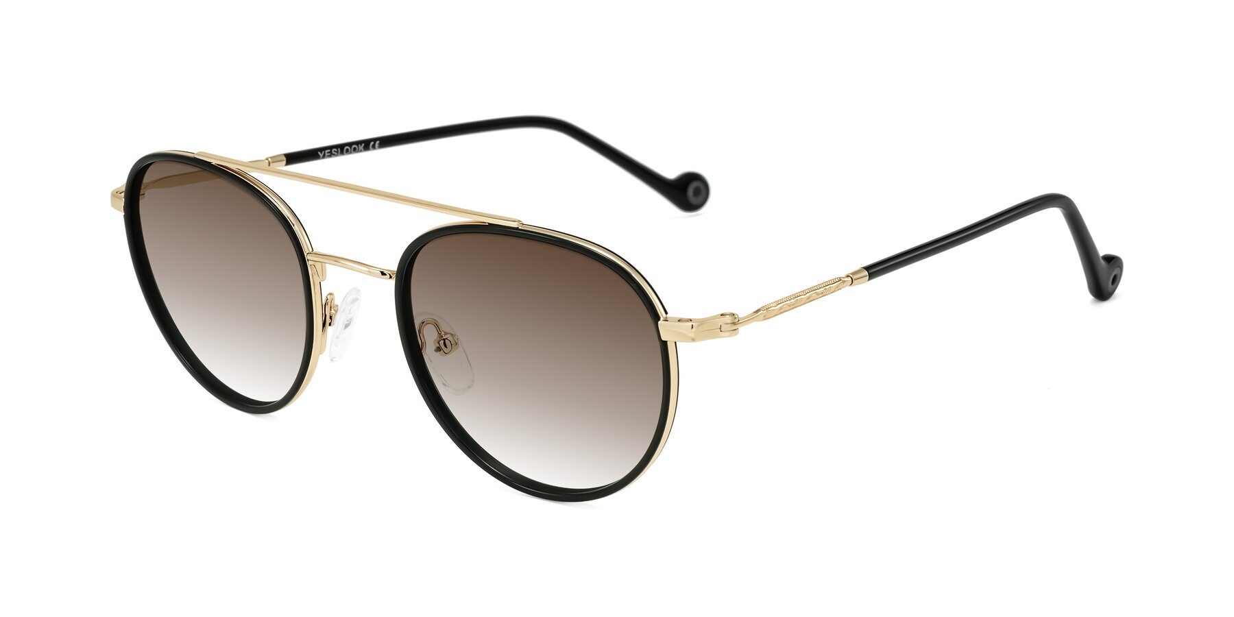 Angle of Biko in Black/Gold with Brown Gradient Lenses