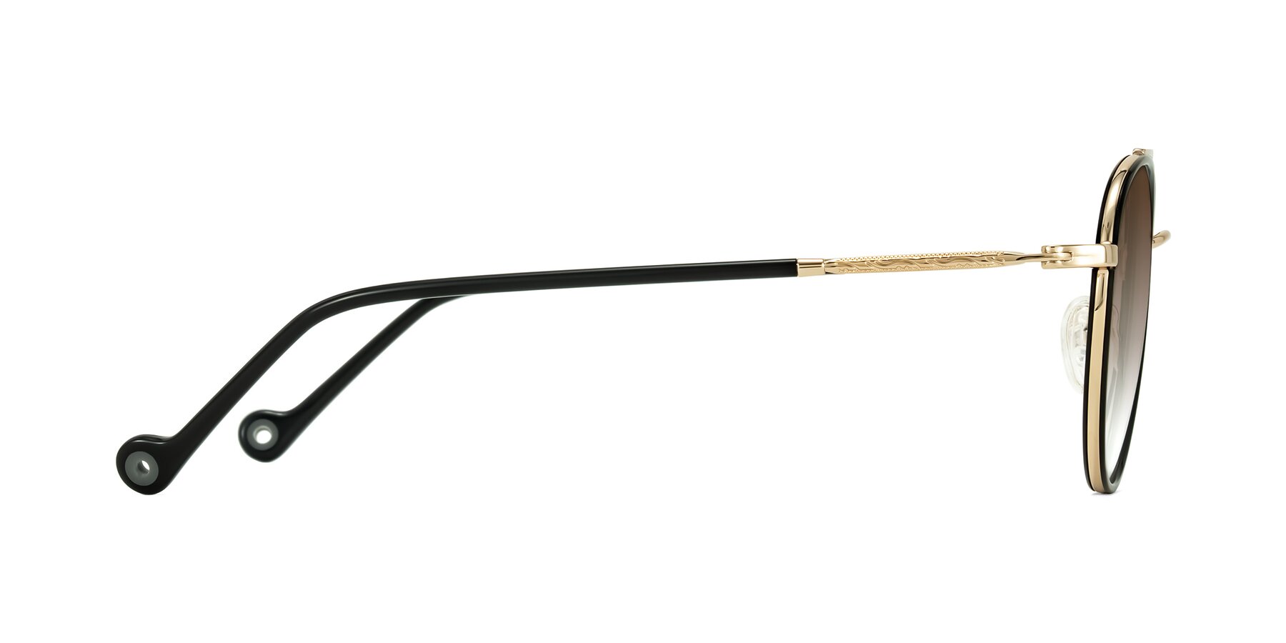 Side of Biko in Black/Gold with Brown Gradient Lenses