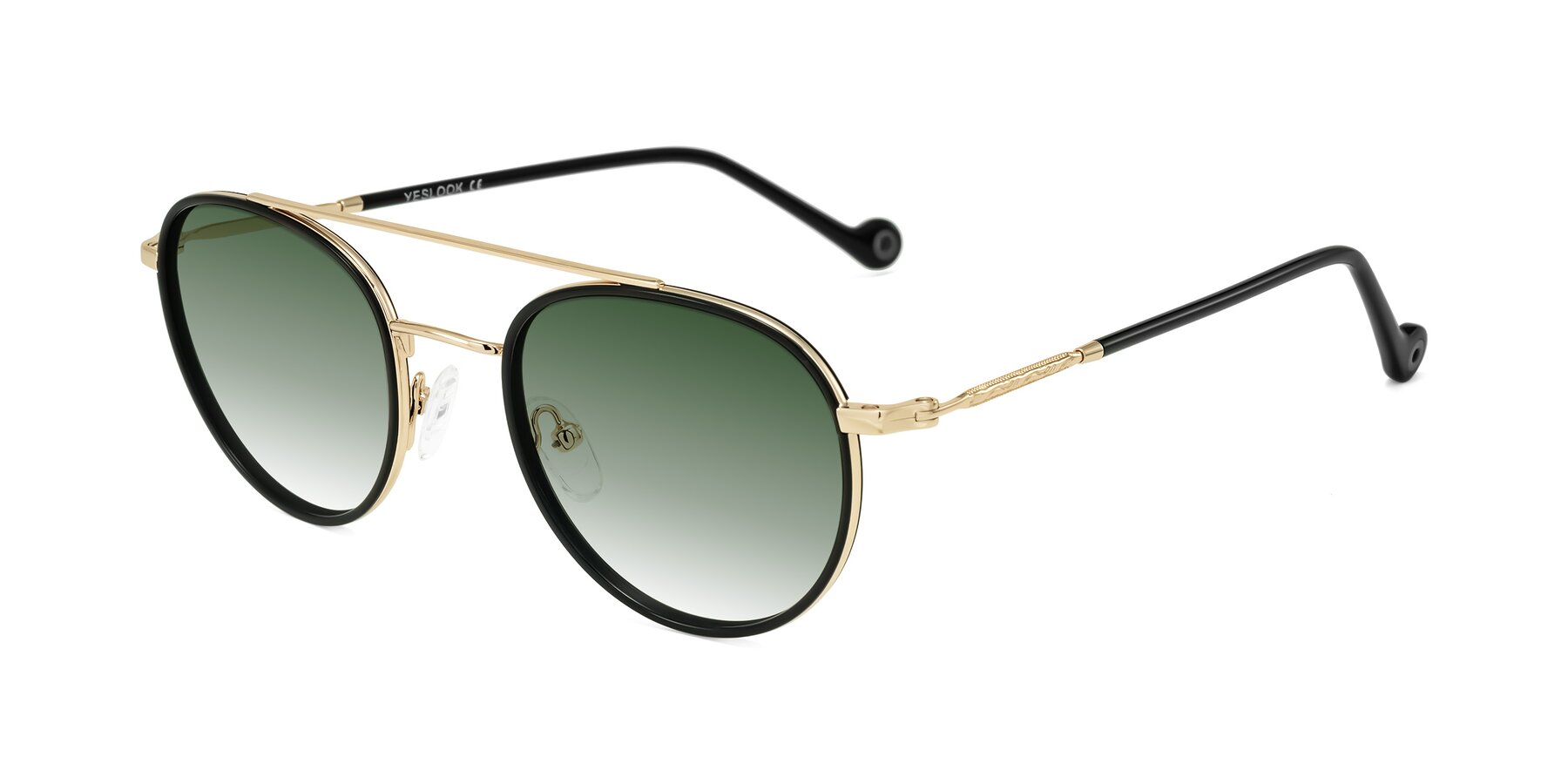 Angle of Biko in Black/Gold with Green Gradient Lenses