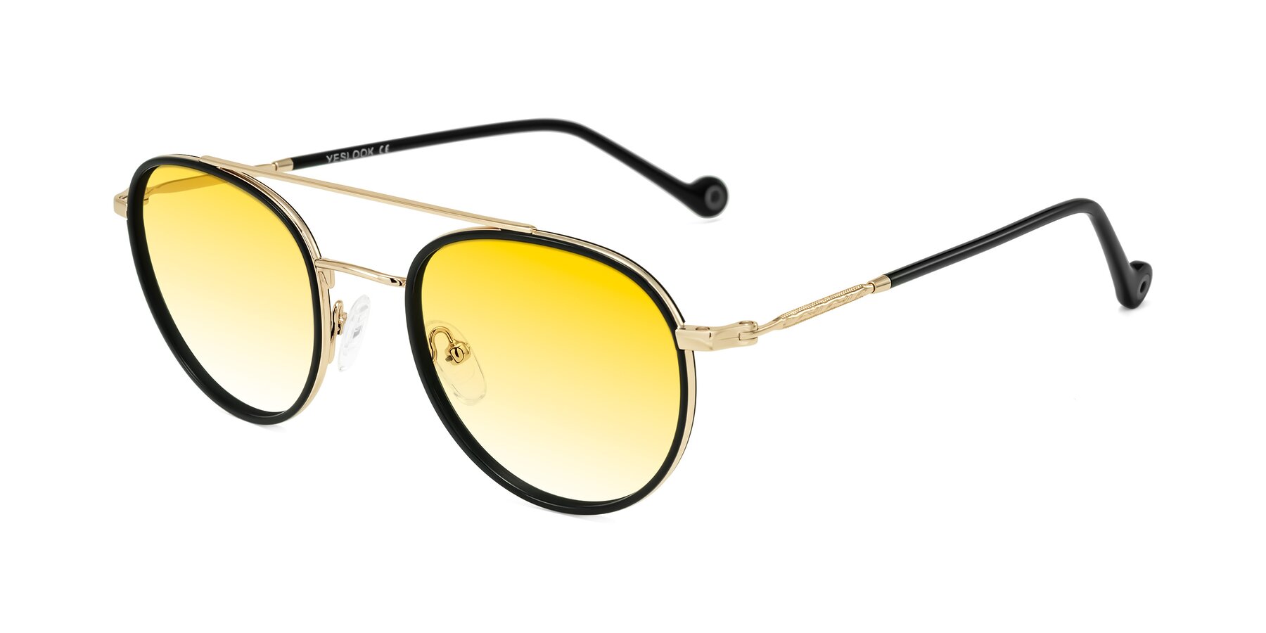 Angle of Biko in Black/Gold with Yellow Gradient Lenses