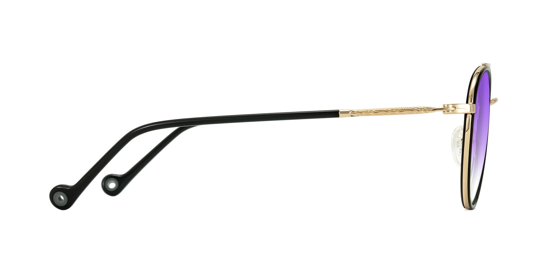 Side of Biko in Black/Gold with Purple Gradient Lenses