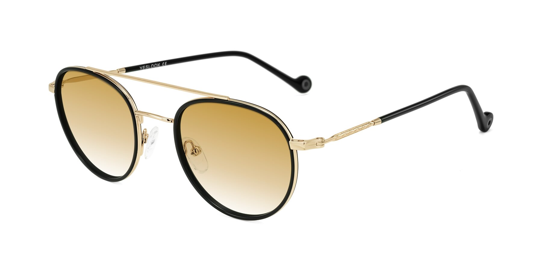Angle of Biko in Black/Gold with Champagne Gradient Lenses