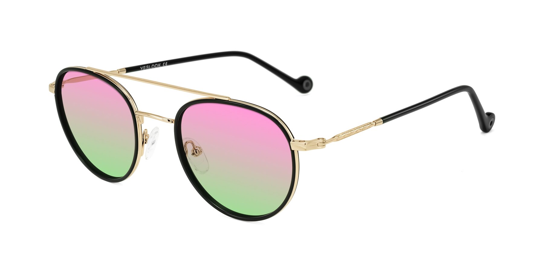 Angle of Biko in Black/Gold with Pink / Green Gradient Lenses