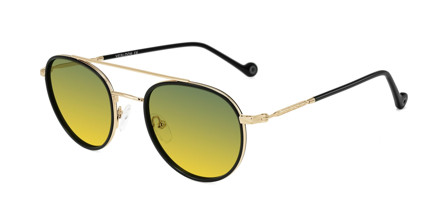 Angle of Biko in Black/Gold with Green / Yellow Gradient Lenses