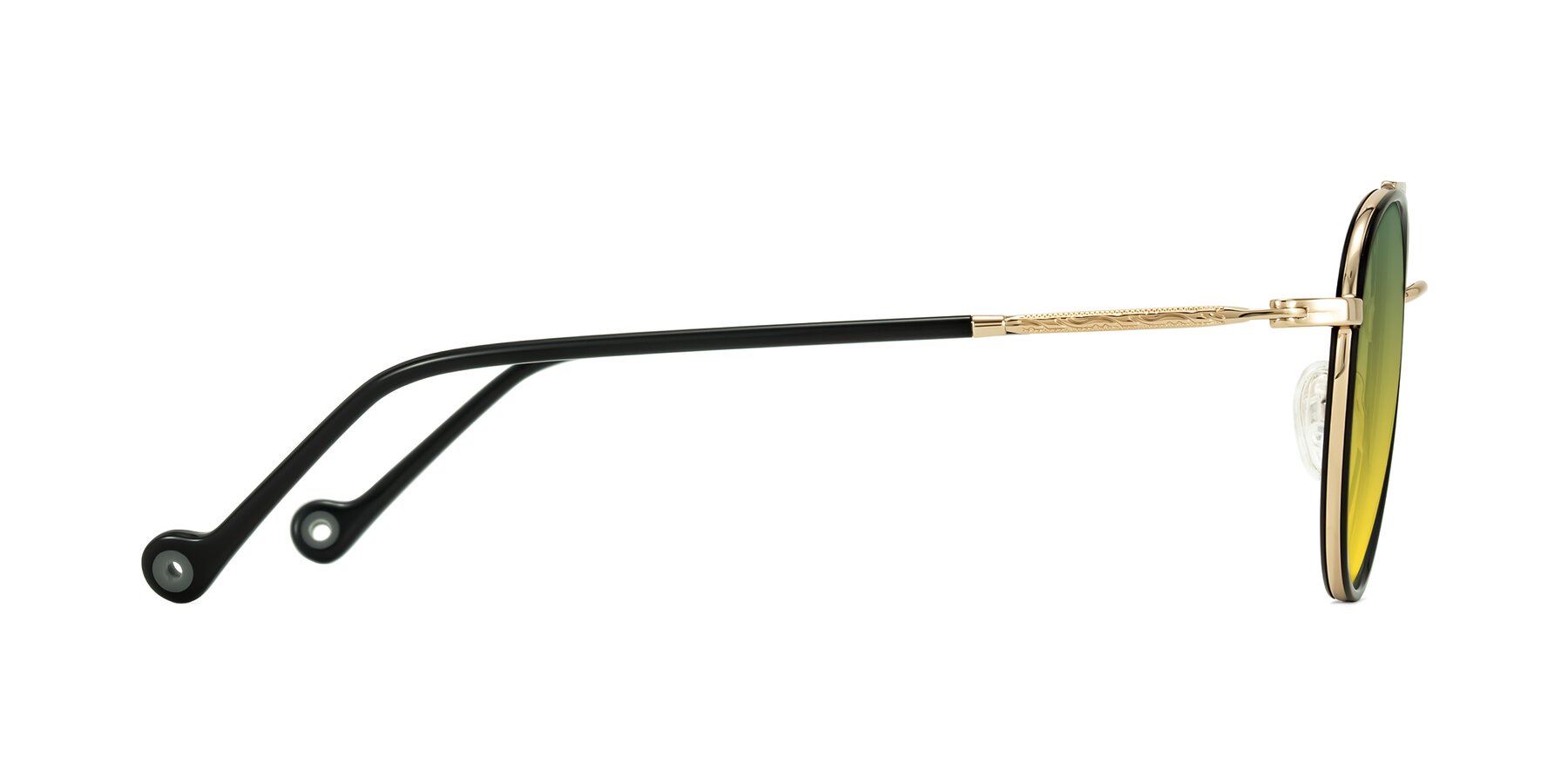 Side of Biko in Black/Gold with Green / Yellow Gradient Lenses