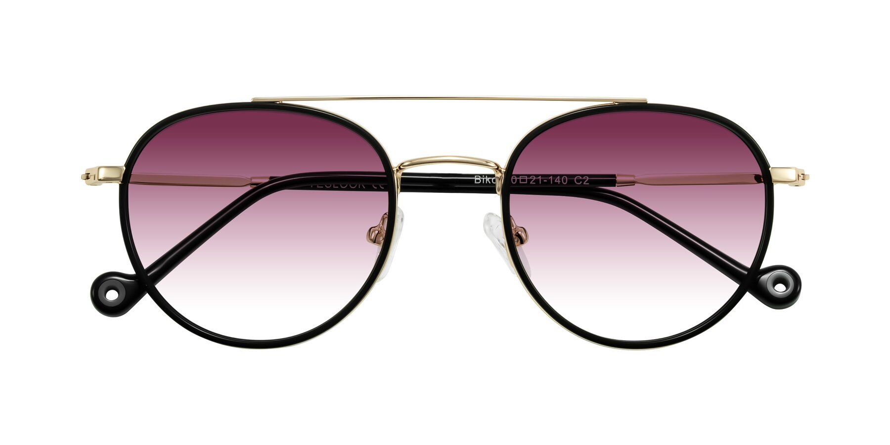 Folded Front of Biko in Black/Gold with Wine Gradient Lenses