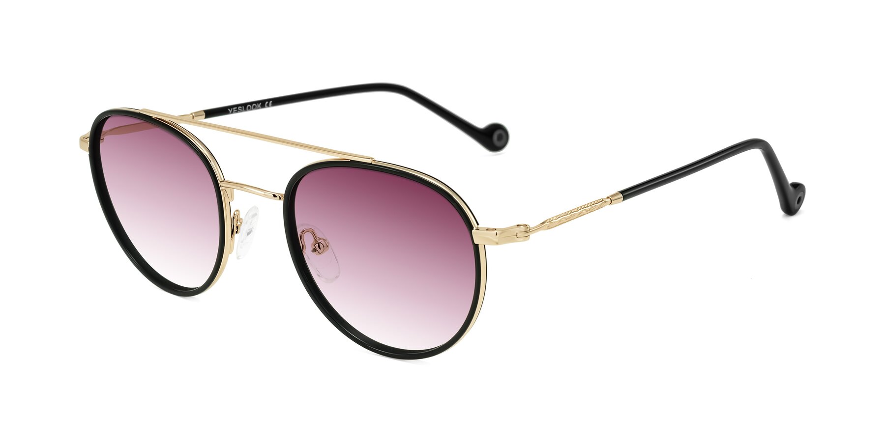 Angle of Biko in Black/Gold with Wine Gradient Lenses