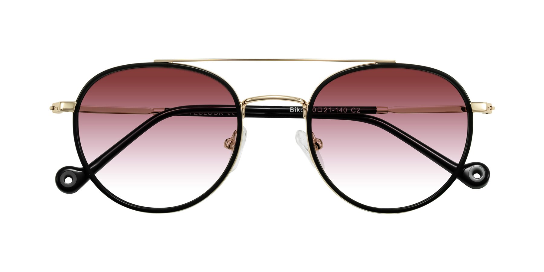 Folded Front of Biko in Black/Gold with Garnet Gradient Lenses