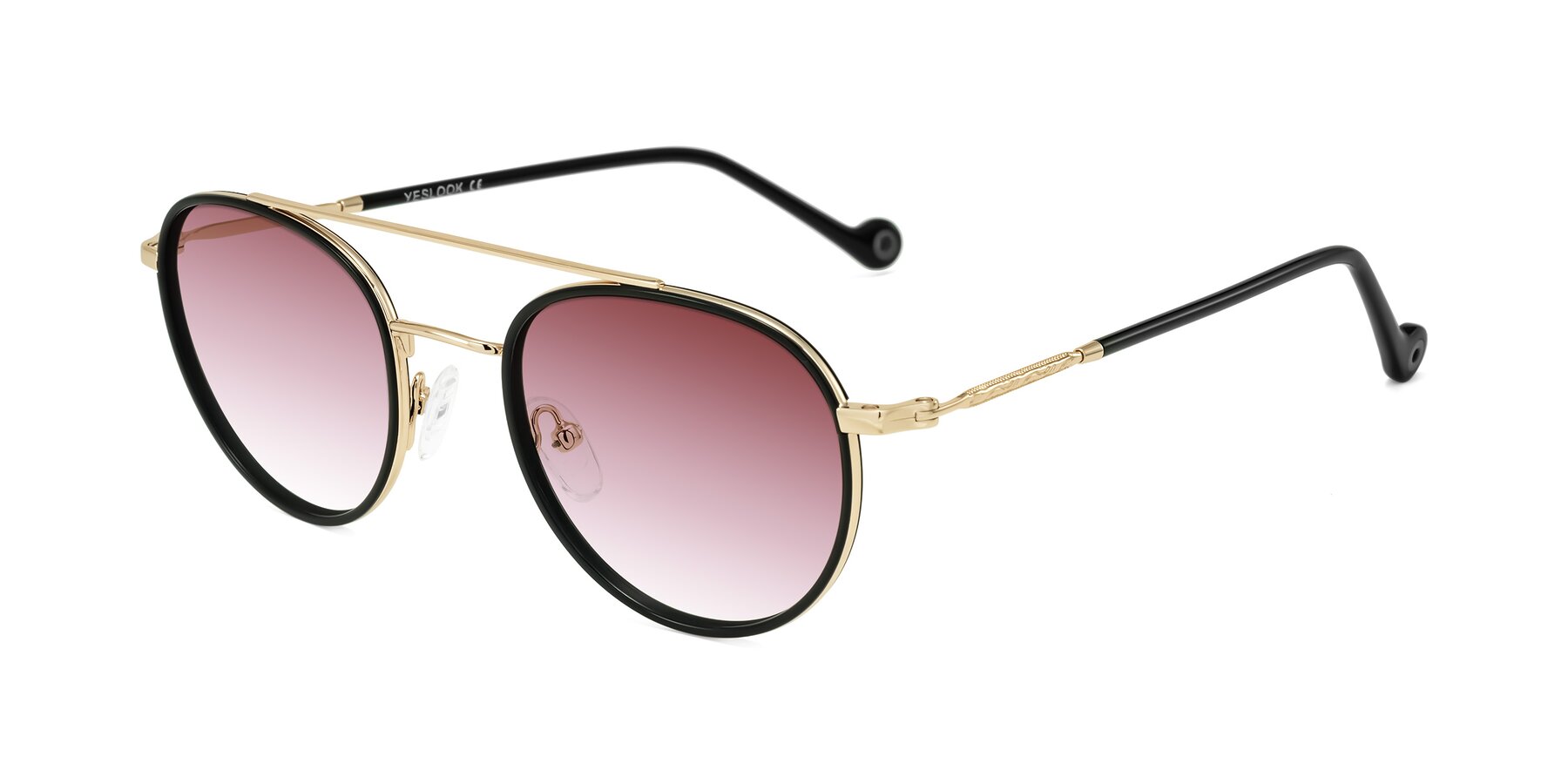 Angle of Biko in Black/Gold with Garnet Gradient Lenses
