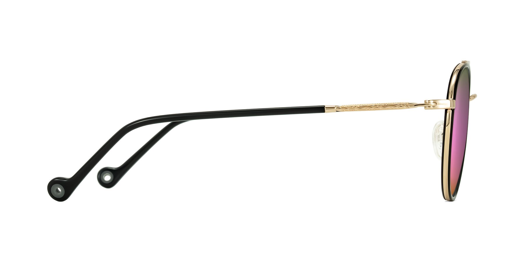 Side of Biko in Black/Gold with Pink Mirrored Lenses
