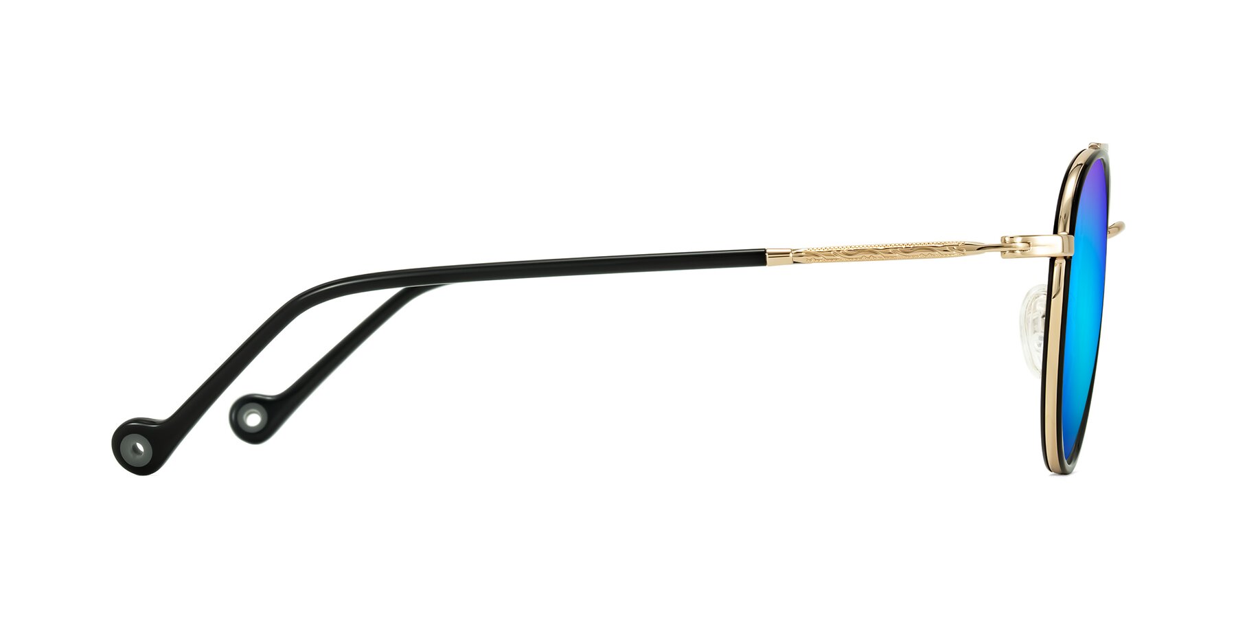 Side of Biko in Black/Gold with Blue Mirrored Lenses