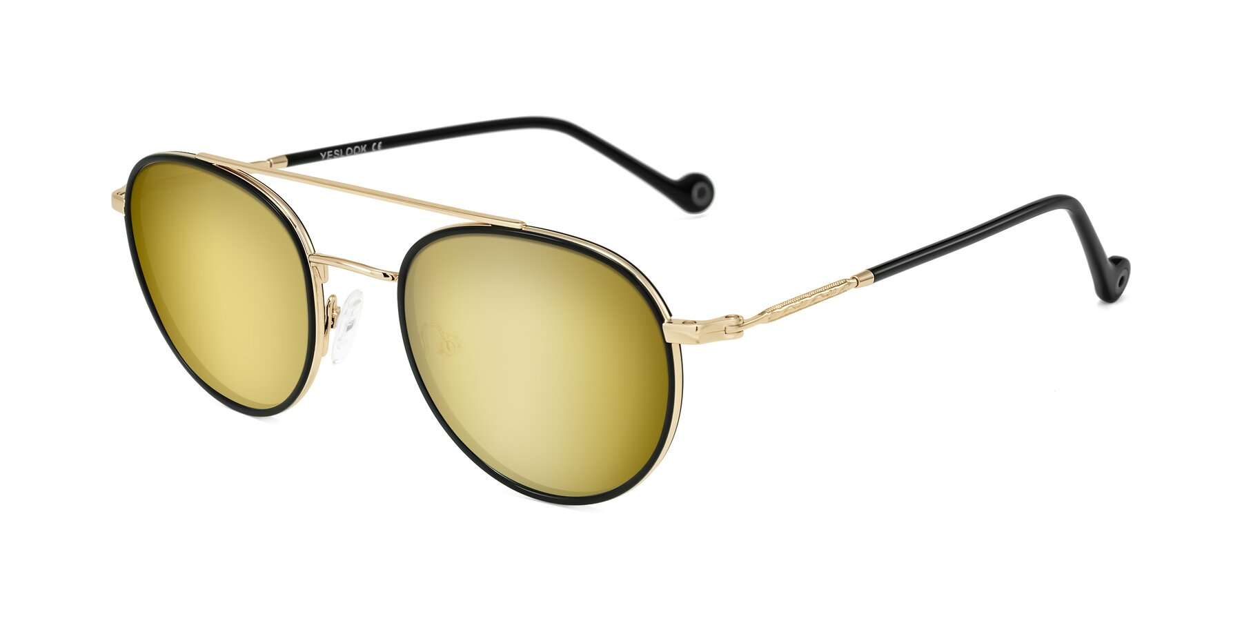 Angle of Biko in Black/Gold with Gold Mirrored Lenses