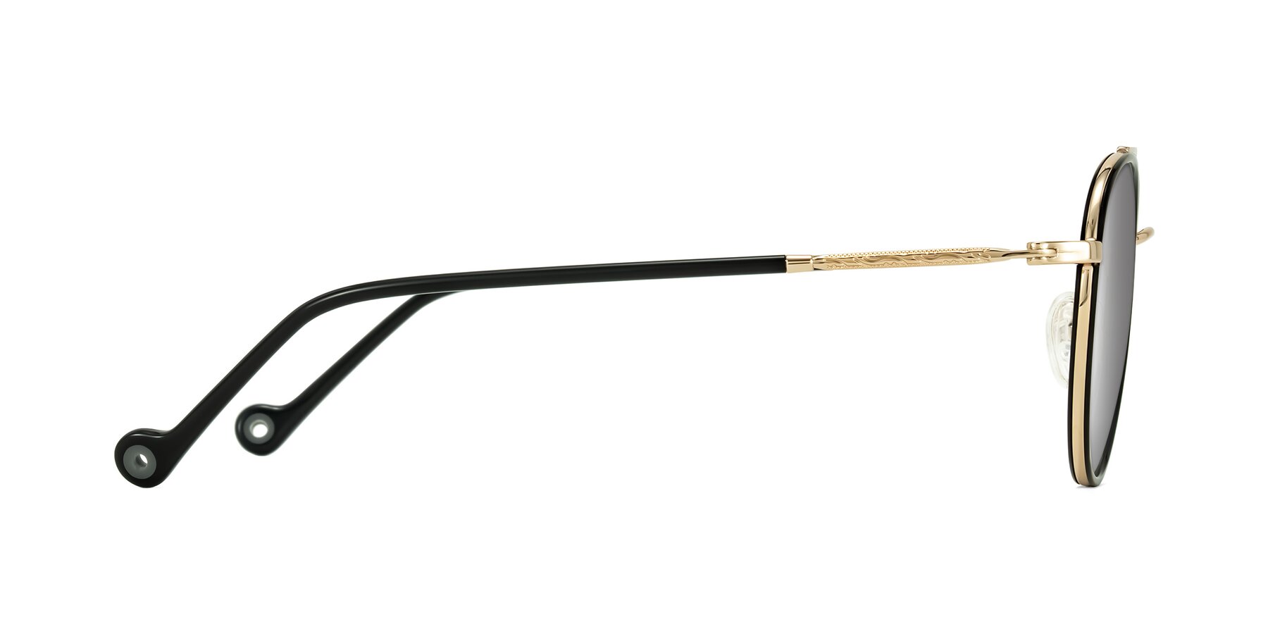 Side of Biko in Black/Gold with Silver Mirrored Lenses