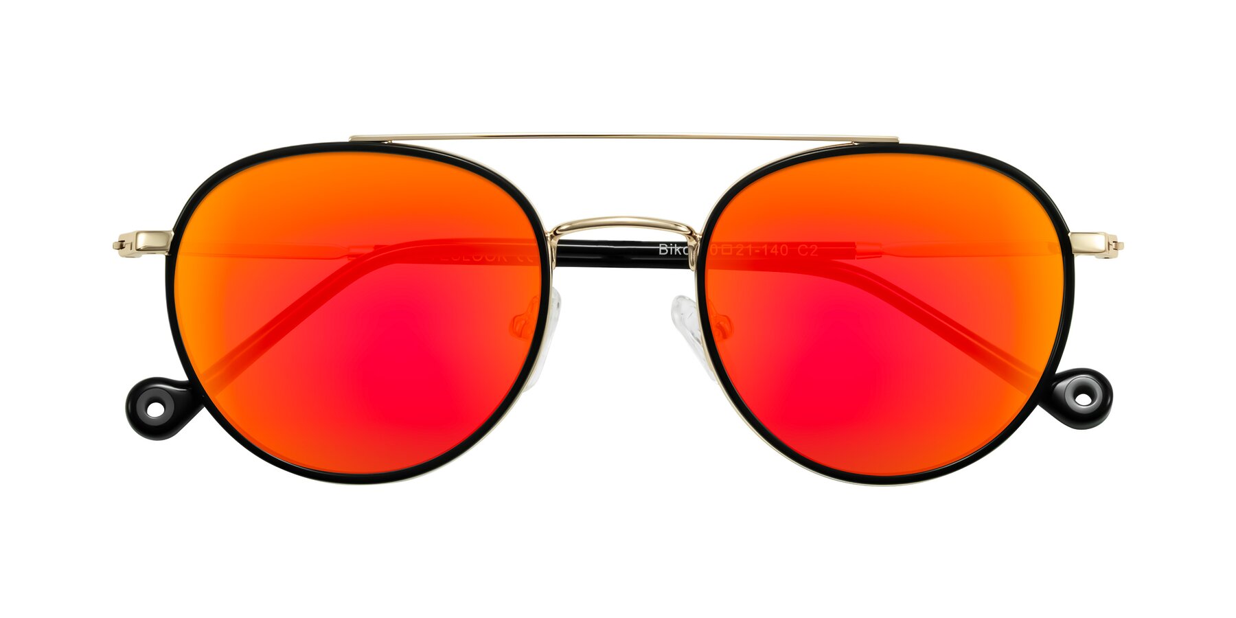 Folded Front of Biko in Black/Gold with Red Gold Mirrored Lenses