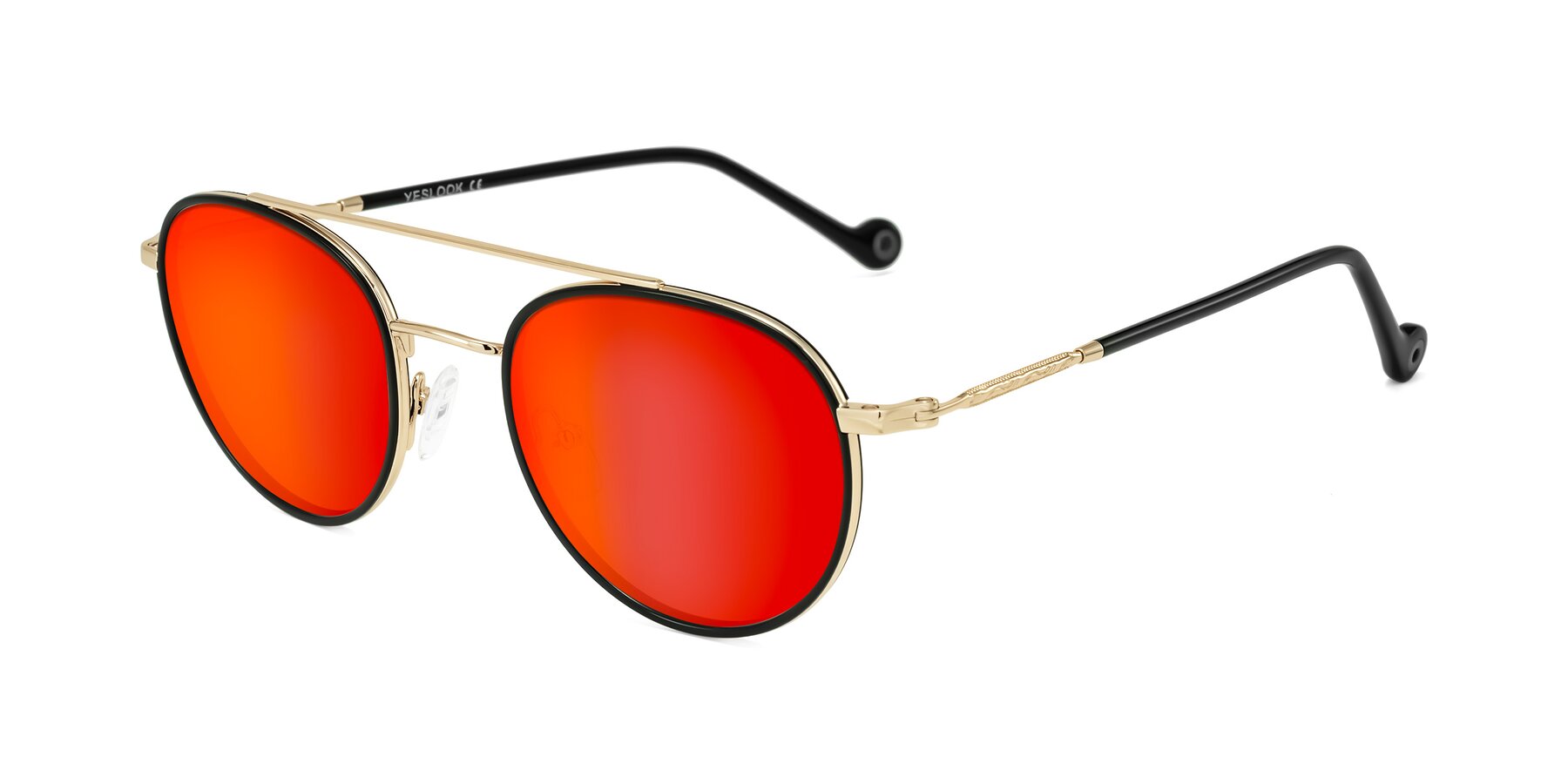 Angle of Biko in Black/Gold with Red Gold Mirrored Lenses