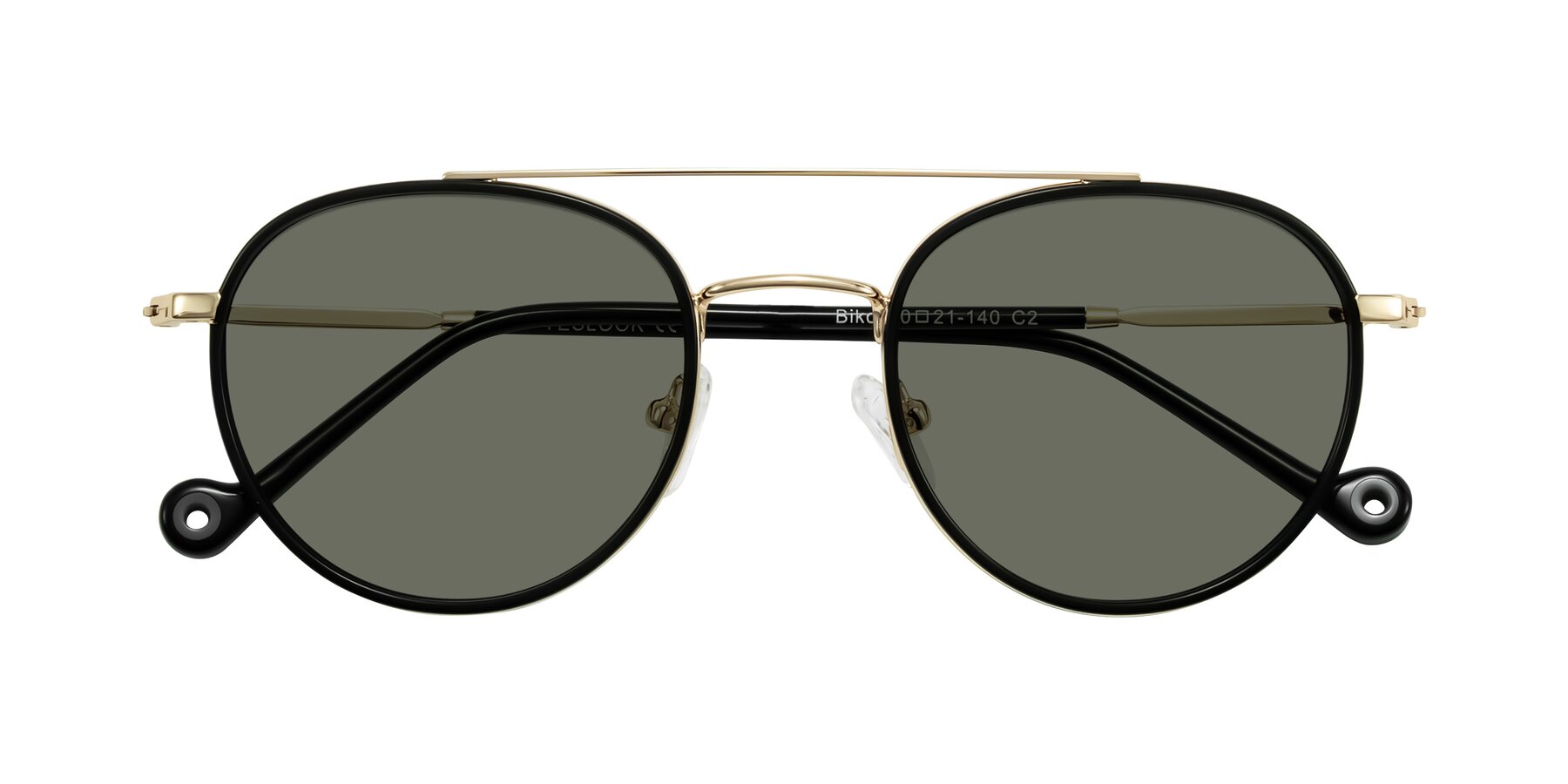 Folded Front of Biko in Black/Gold with Gray Polarized Lenses