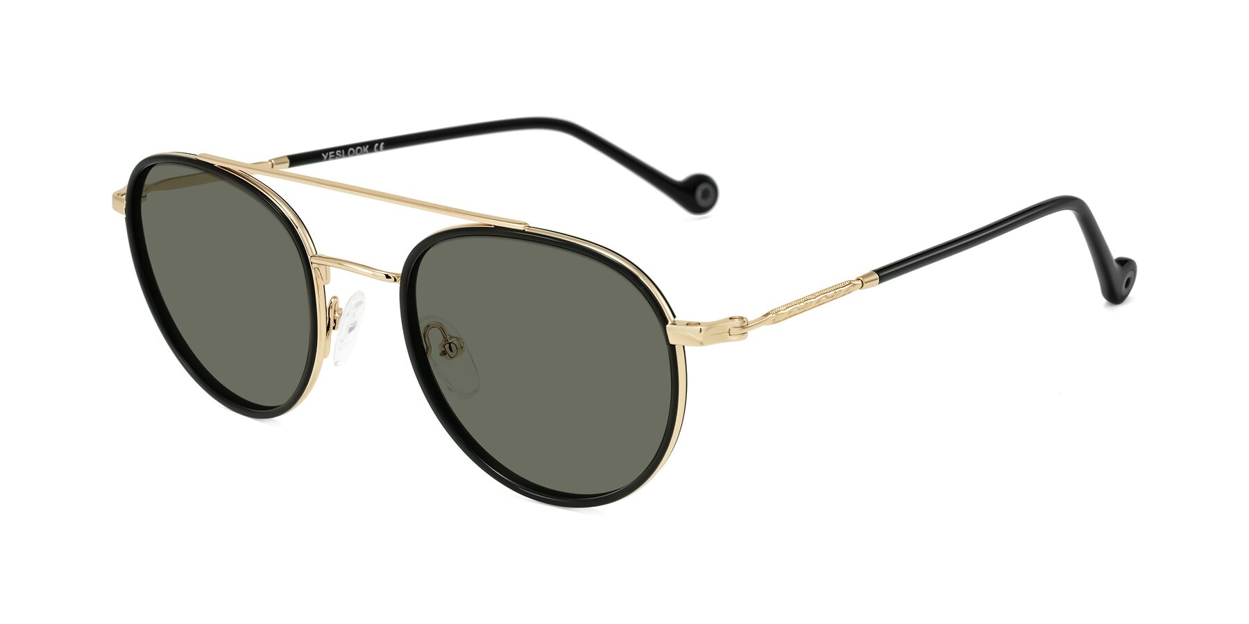 Angle of Biko in Black/Gold with Gray Polarized Lenses