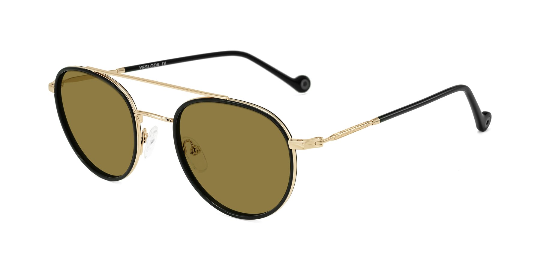 Angle of Biko in Black/Gold with Brown Polarized Lenses