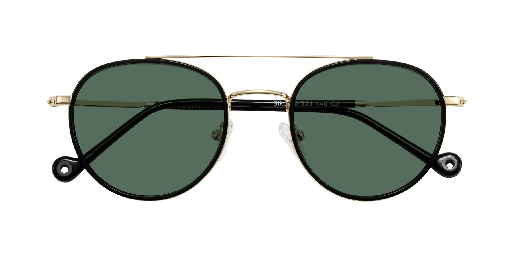Folded Front of Biko in Black/Gold with Green Polarized Lenses